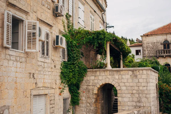 El antiguo pueblo pesquero de Perast en la orilla de la bahía de Kotor — Foto de Stock