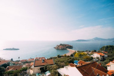 Sveti Stefan Adası. Panoramik çekim