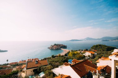 Sveti Stefan Adası. Panoramik çekim