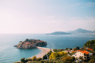 Sveti Stefan Adası. Panoramik çekim