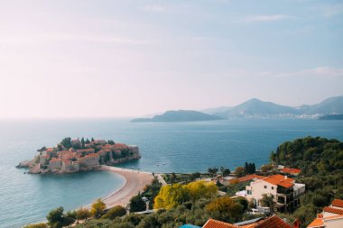 Sveti Stefan Adası. Panoramik çekim