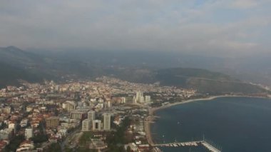 Eski şehir, hava uçak ile çekim Budva. Karadağ