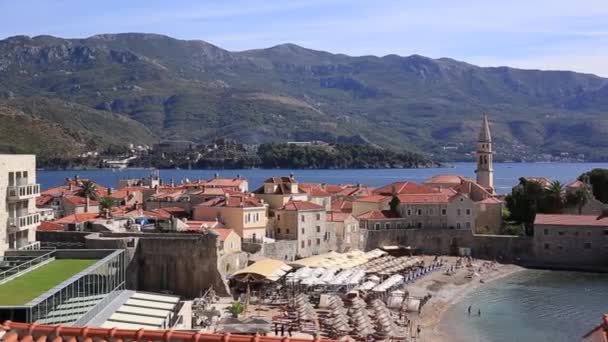 De oude stad van Budva, Montenegro, Adriatische Zee — Stockvideo