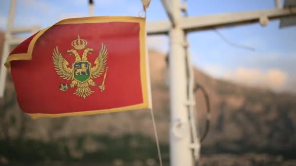 Vlag van Montenegro, op straat, in de wind. Montenegro — Stockvideo