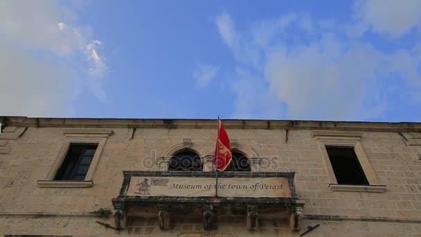 Museumsgebäude in perast, kotor bay, montenegro. — Stockvideo