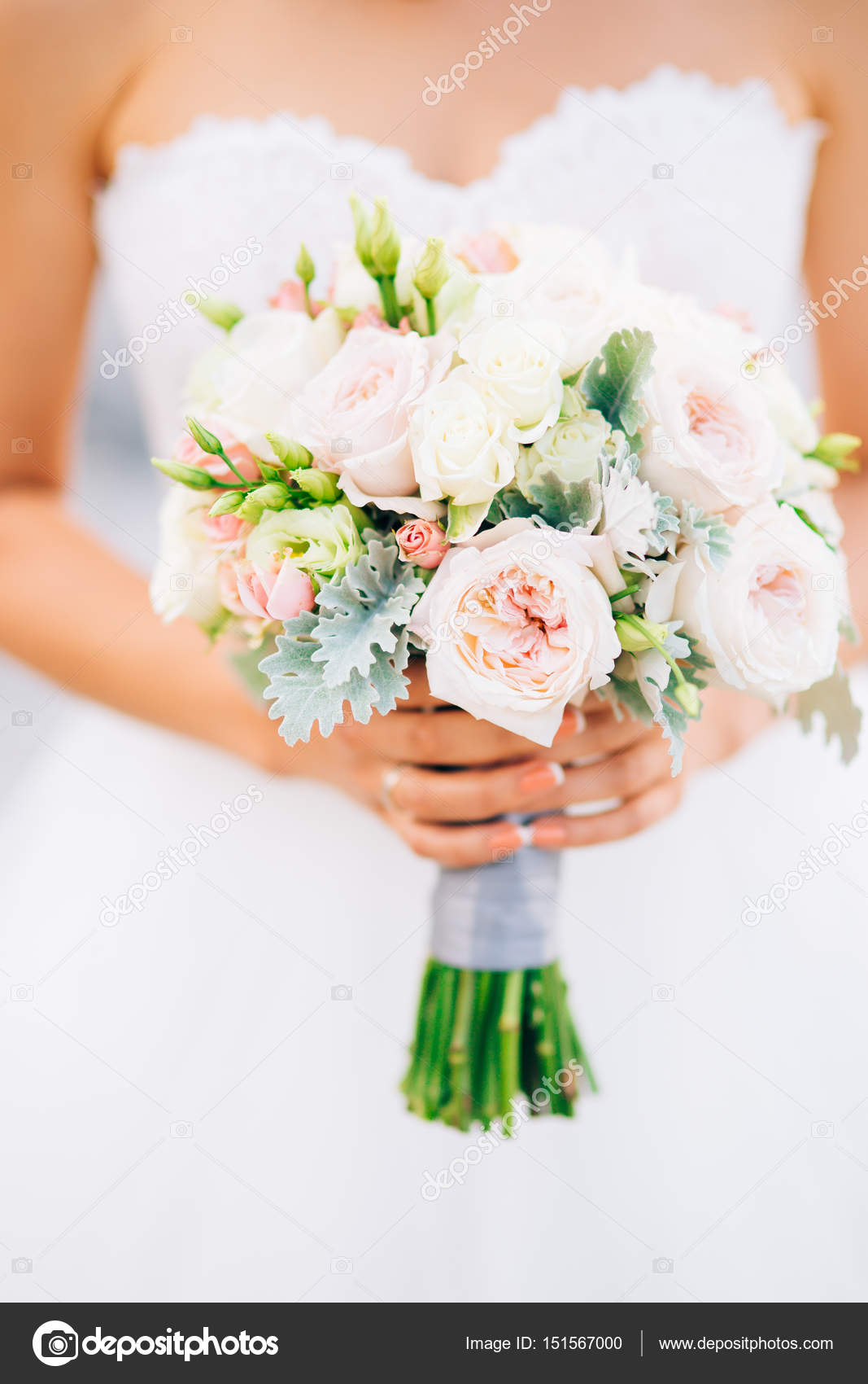 Bouquet Sposa Lisianthus.Wedding Bridal Bouquet Of Lisianthus And Cineraria Silver In The