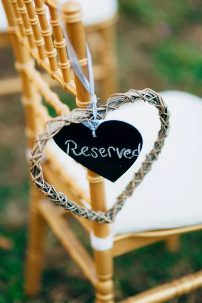 Placa Reservado en la silla en la boda —  Fotos de Stock