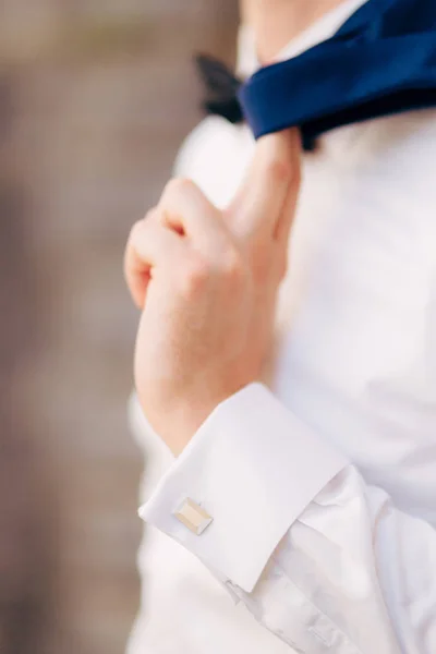 The jacket on the man is close-up. The bridegroom at the wedding — Stock Photo, Image