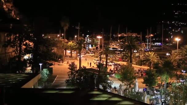 El casco antiguo de Kotor por la noche en Montenegro, Kotor Bay — Vídeos de Stock