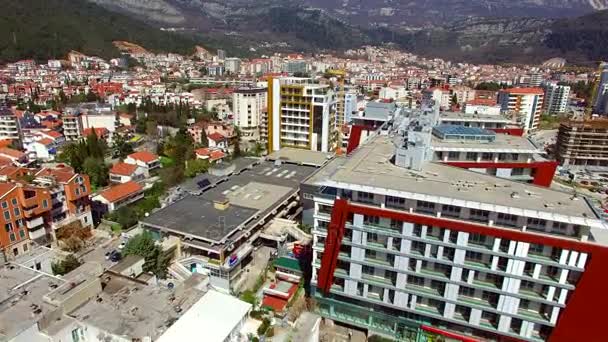 Budva, Montenegro, Cidade Nova, aéreo — Vídeo de Stock