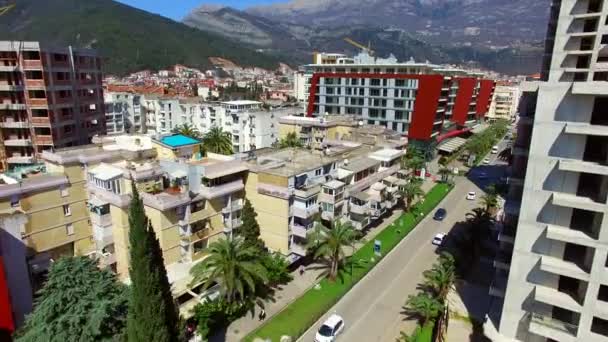Budva, Montenegro, Cidade Nova, aéreo — Vídeo de Stock