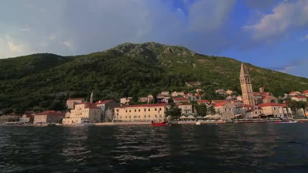 The old town of Perast on the shore of Kotor Bay, Montenegro. Th — Stock Video