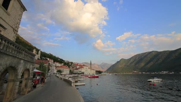 旧镇的 Perast 上的科托尔湾、 黑山海岸。Th — 图库视频影像