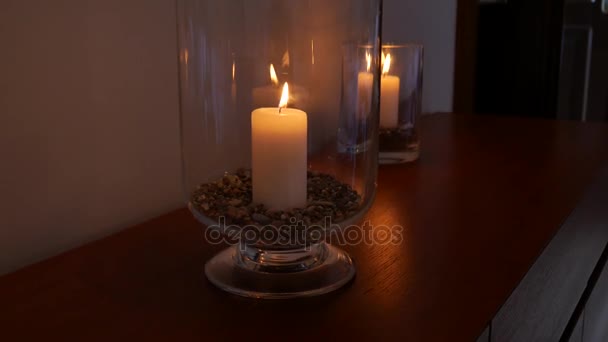 The inscription "Happy Ever After" on the table and the candles. — Stock Video