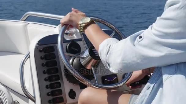 Booster boats and dashboard. A modern boat. Expensive yacht. The — Stock Video