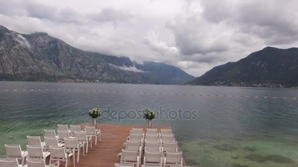 Casamento nas docas na Baía de Kotor. Casamento em Montenegro . — Vídeo de Stock