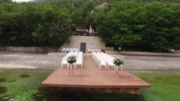 Casamento nas docas na Baía de Kotor. Casamento em Montenegro . — Vídeo de Stock