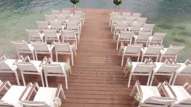 Matrimonio al molo nella baia di Kotor. Matrimonio in Montenegro . — Video Stock