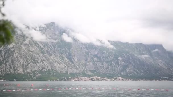 Baia di Kotor in Montenegro. Montagne e canyon, mare . — Video Stock