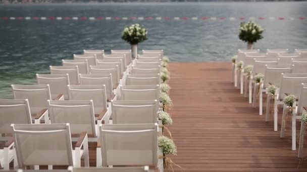 Bruiloft op de dokken in de baai van Kotor — Stockvideo