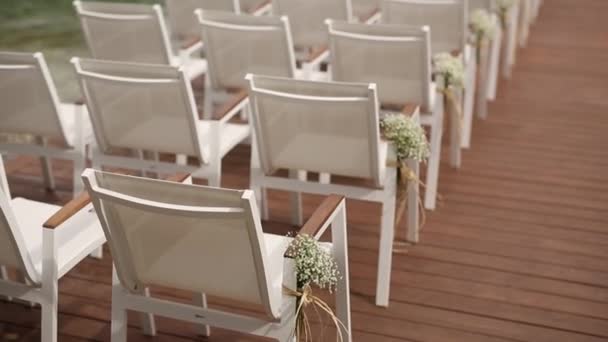 在科托尔湾码头上的婚礼 — 图库视频影像