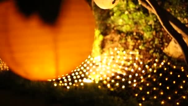 圆形纸灯笼。婚礼装饰 — 图库视频影像