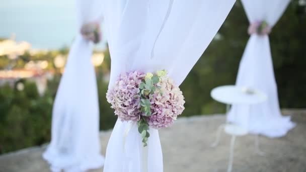 Wedding ceremony on the lookout over Split, on a mountain in Cro — Stock Video