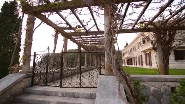 El parque Milocer, Villa, playa Reina. Cerca de la isla de Sveti Stefan — Vídeos de Stock