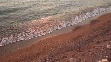 Çakıl plaj. Doku deniz kıyı. Adriyatik Denizi