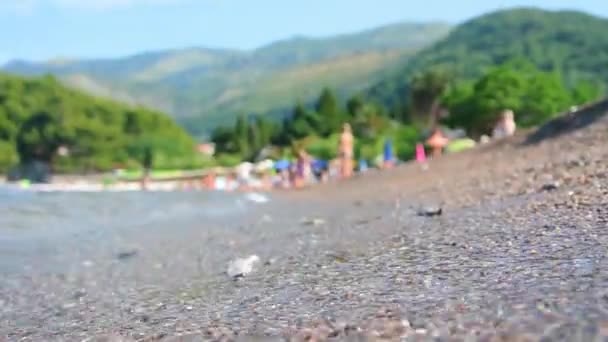 Fotografía submarina, se puede ver la playa. La costa del mar de — Vídeo de stock