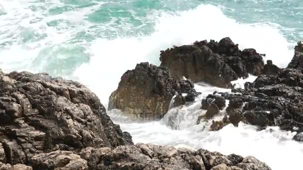 몬테네그로에서 바다에 바위입니다. 록 키 해안입니다. 야생 해변입니다. Dangero — 비디오