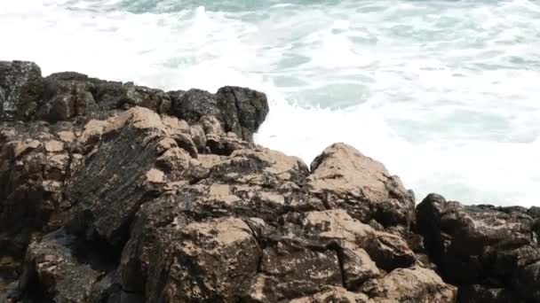 Rochers sur la mer au Monténégro. Côte rocheuse. Plage sauvage. Dangero — Video