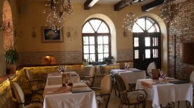 Restoran tablosunda. Kafe iç