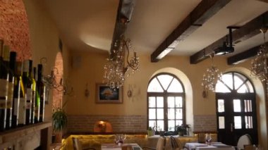 Restoran tablosunda. Kafe iç