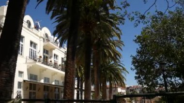 Bir büyük beyaz çok katlı Emlak palmiye ağaçları. Herceg Novi, Pzt