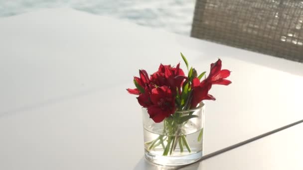 Flores de gippeastrum en florística de boda. Boda en Montene — Vídeo de stock