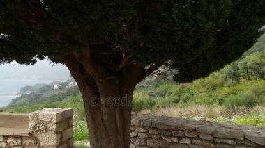 Sveti Stefan Adası, görünümü Crvena Glavica plaj. Mont