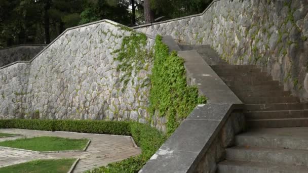 Stone stairs in Montenegro, in Park Milocer, Sveti Stefan. — Stock Video