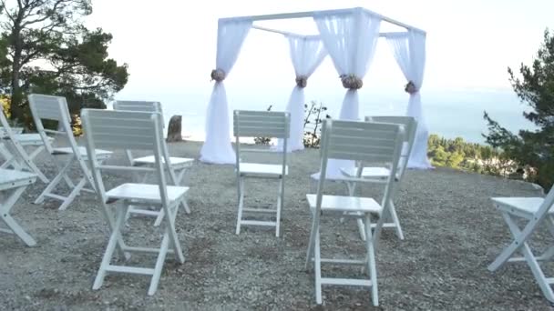 Wedding ceremony on the lookout over Split, on a mountain in Cro — Stock Video