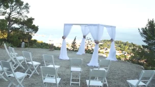 Wedding ceremony on the lookout over Split, on a mountain in Cro — Stock Video