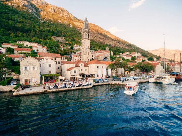 Città Vecchia Perast Sulla Riva Della Baia Kotor Montenegro Antica — Foto Stock