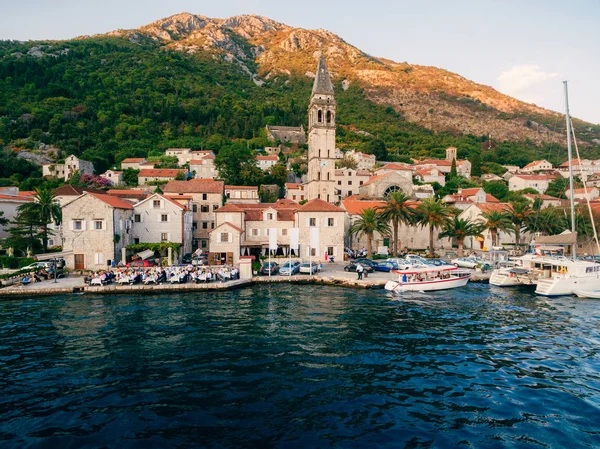 Città Vecchia Perast Sulla Riva Della Baia Kotor Montenegro Antica — Foto Stock