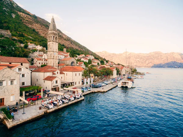 Stare Miasto Perast Brzegu Zatoki Kotor Czarnogóra Antyczny Architektura Adriatyku — Zdjęcie stockowe