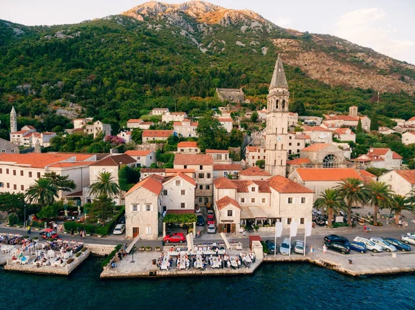 Città Vecchia Perast Sulla Riva Della Baia Kotor Montenegro Antica — Foto Stock