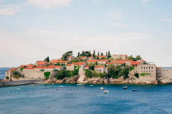 Isola Sveti Stefan Primo Piano Dell Isola Nel Pomeriggio Montenegro — Foto Stock