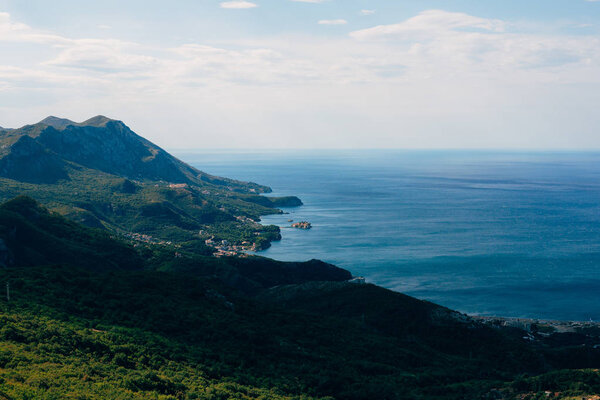 Budva Riviera in Montenegro. Sea coast and mountains