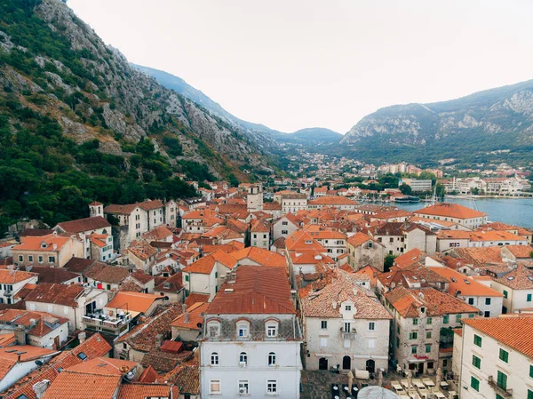 Liner on the dock in Kotor, near the Old Town in Bay of Kotor, M — Stock Photo, Image