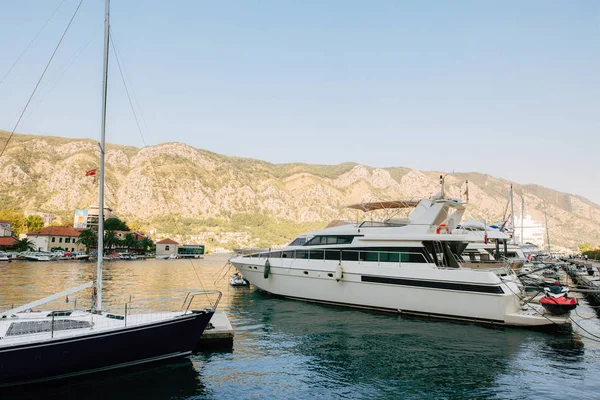 Sailboat near the old town of Kotor, Bay of Kotor — Stock Photo, Image