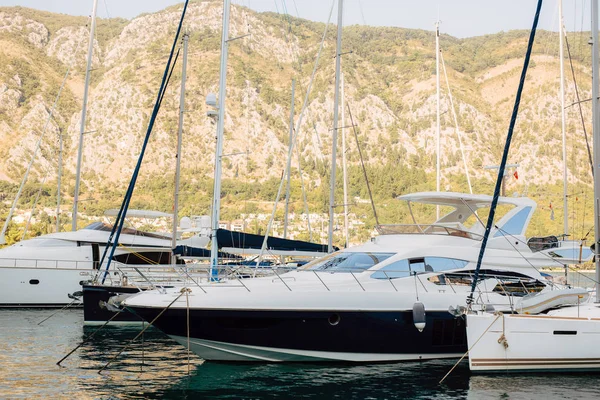 Sailboat near the old town of Kotor, Bay of Kotor — Stock Photo, Image
