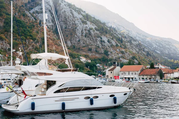 Sailboat near the old town of Kotor, Bay of Kotor — Stock Photo, Image